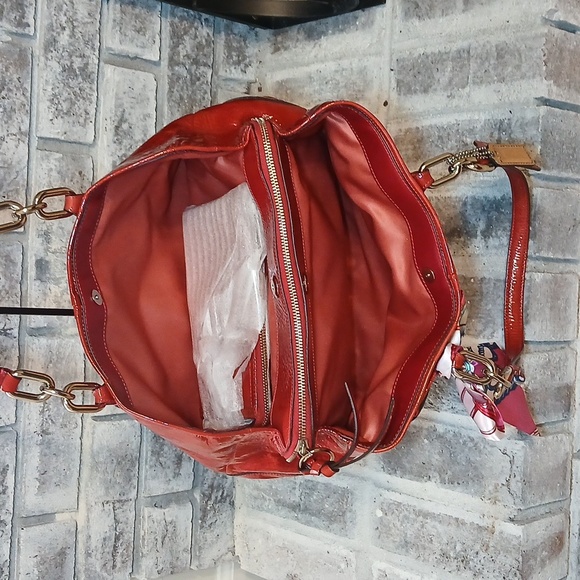 Coach “Chelsea Jayden” 18960 Patent Leather Bag  With Wristlet– Cherry Red 💋✨ - Picture 6 of 8